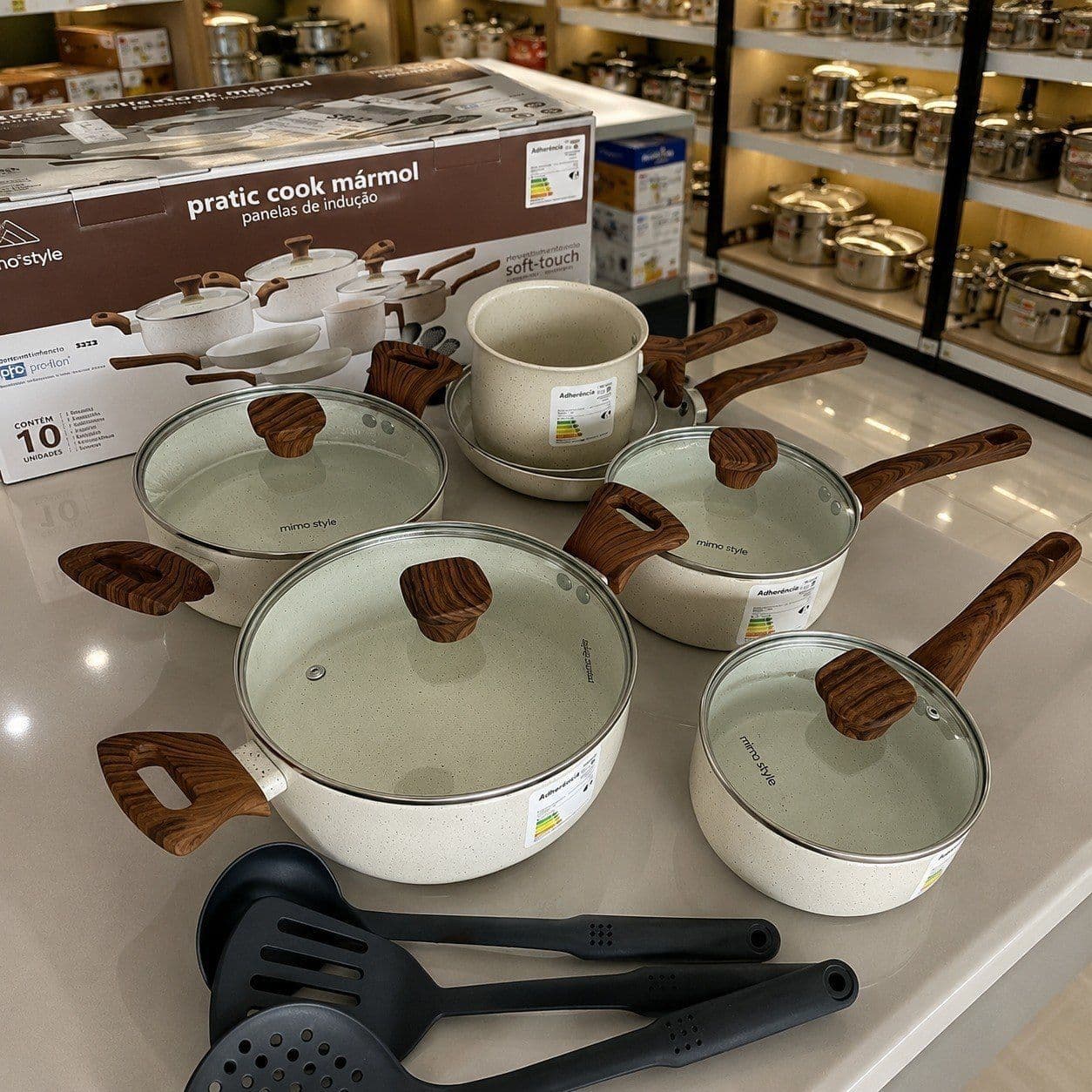 Jogo de Panelas Mimo Style Pratic Cook Mármol 10 Peças