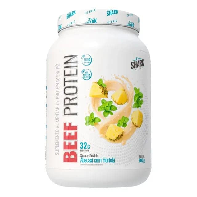 Suplemento Proteína Bovina + Colágeno 900g Shark Pro Sabor Abacaxi com Hortelã