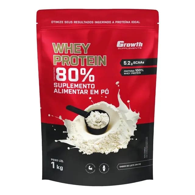Growth Supplements Whey Protein Concentrado sabor Leite em Pó 1 kg